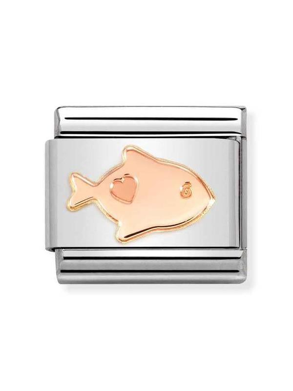 Composable Classic Dekoratif Link - Semboller - Balık - (52 Fish) 9K Rose Altın