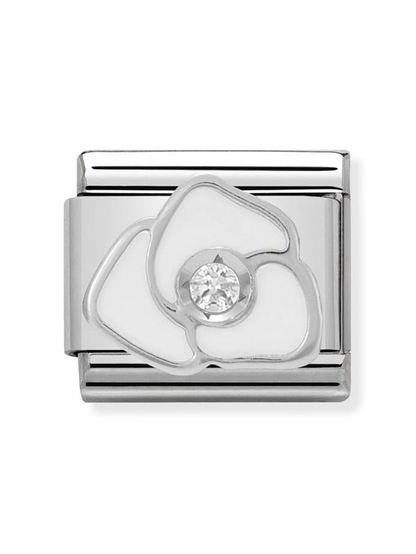 Composable Classic Dekoratif Link - Semboller - Beyaz gül - 925 Gümüş Zirkon
