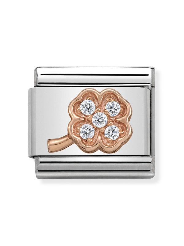 Composable Classic Dekoratif Link - Semboller - Çiçek - (14 Clover Rich) 9K Rose Altın