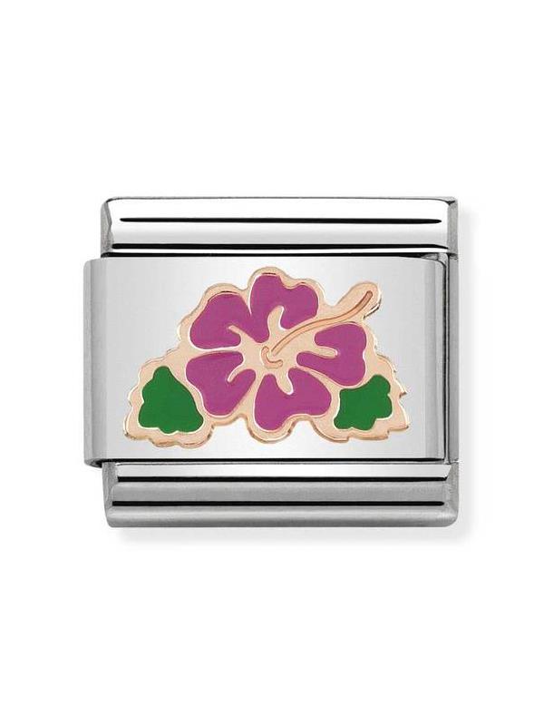 Composable Classic Dekoratif Link - Semboller - fuşya hibiscus - 9K Rose Altın