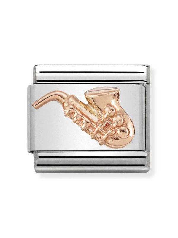 Composable Classic Dekoratif Link - Semboller Kabartma - Saksafon - 9K Rose Altın