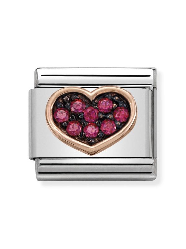 Composable Classic Dekoratif Link - Semboller - Kalp Kirmizi Siyah - 9K Rose Altın