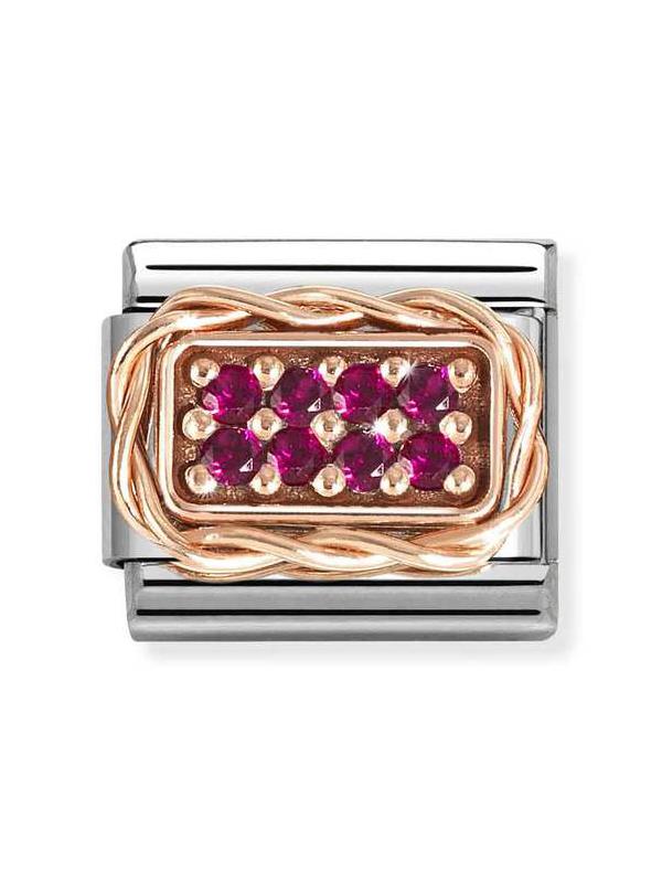 Composable Classic Dekoratif Link - Semboller - Kırmızı Desen - 9K Rose Altın Zirkon