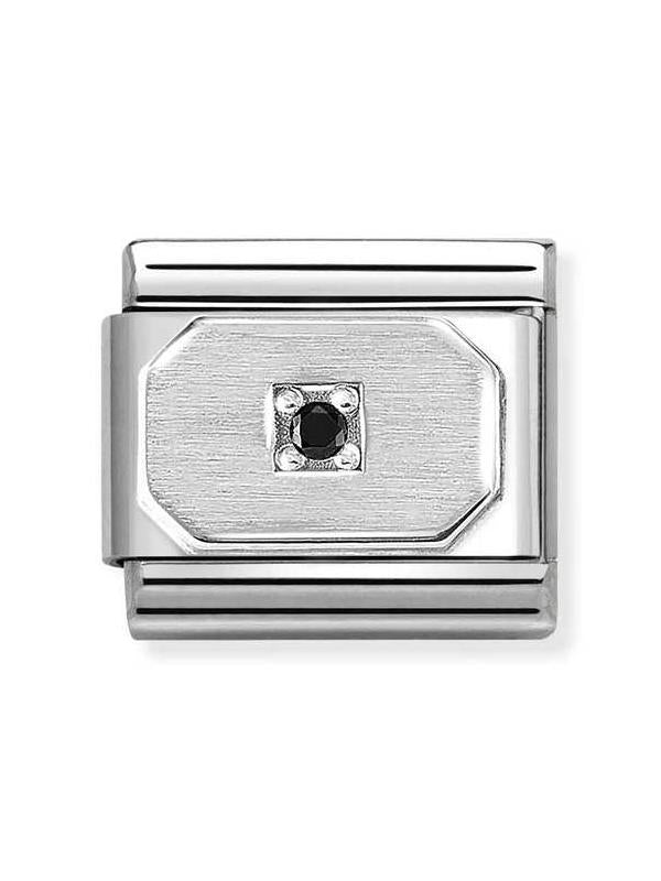Composable Classic Dekoratif Link - Semboller - Körüklü dikdörtgen siyah - 925 Gümüş Zirkon