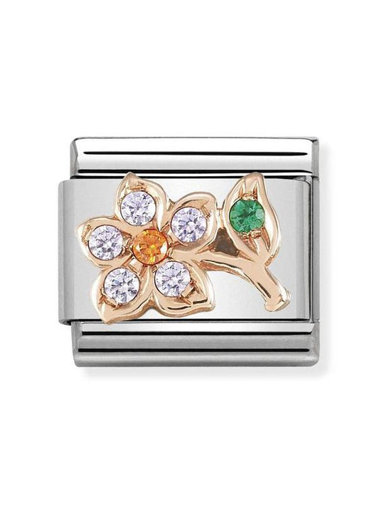 Composable Classic Dekoratif Link - Semboller - Lila Çiçek - 9K Rose Altın