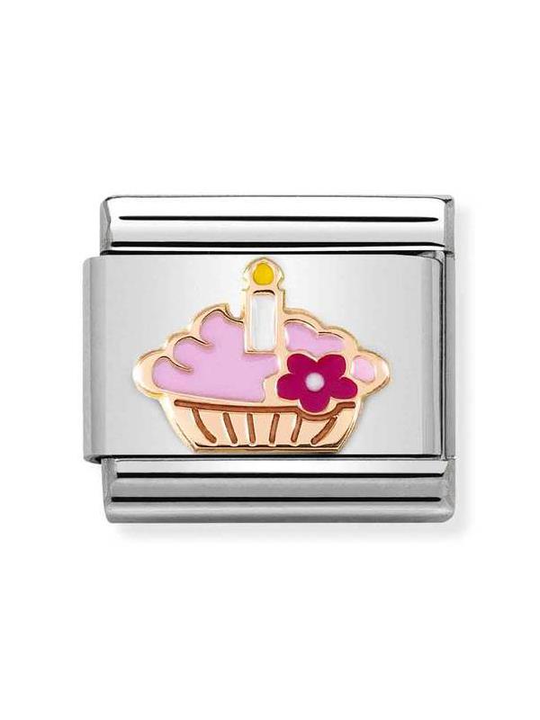Composable Classic Dekoratif Link - Semboller - Mum ve Kek - 9K Rose Altın