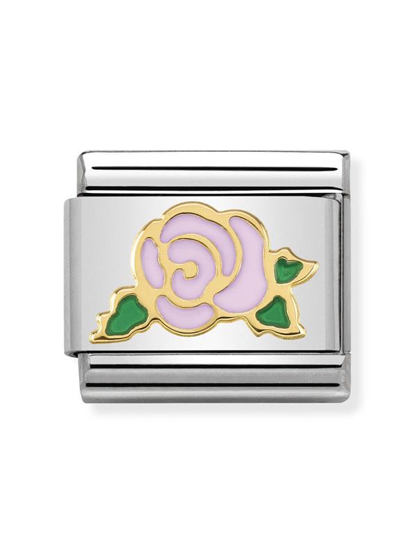 Composable Classic Dekoratif Link - Semboller - Pembe Gül Versailles - 18K Altın