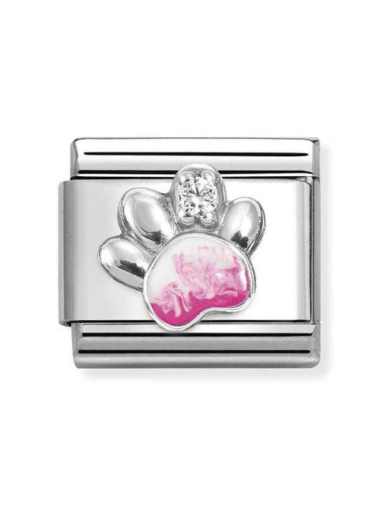 Composable Classic Dekoratif Link - Semboller - Pençe Pembe Beyaz - 925 Gümüş Zirkon