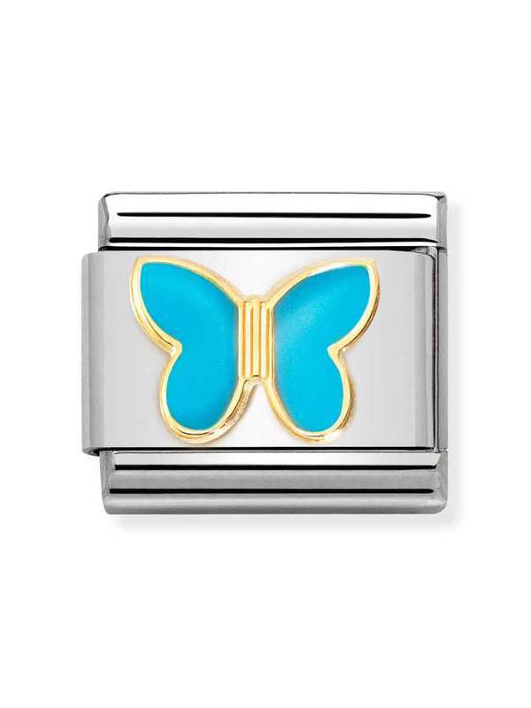 Composable Classic Dekoratif Link - Semboller - Turkuaz kelebek - 18K Altın