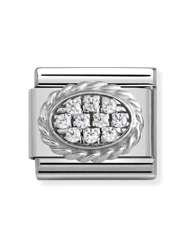 Composable Classic Dekoratif Link - Taş Kaplama - Oval beyaz - 925 Gümüş Zirkon