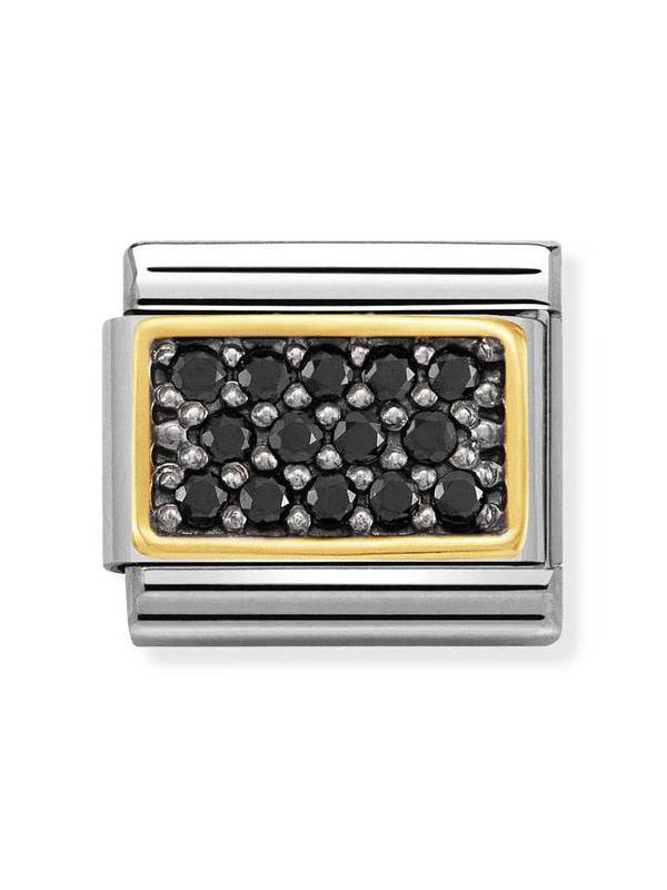 Composable Classic Dekoratif Link - Taş Kaplama - Taşlı Plaka - 18K Altın Zirkon