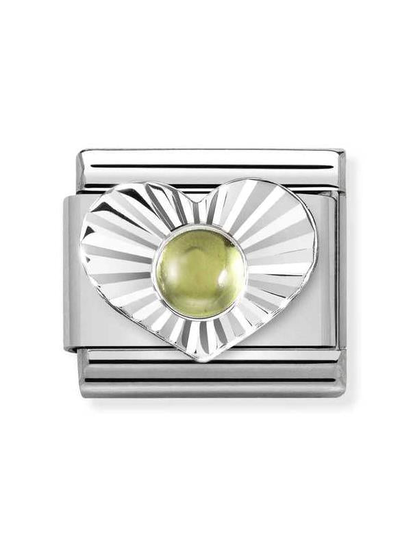 Composable Classic Dekoratif Link - Taşlar Kalp Elmas - Peridot - (36 PERIDOT) 925 Gümüş