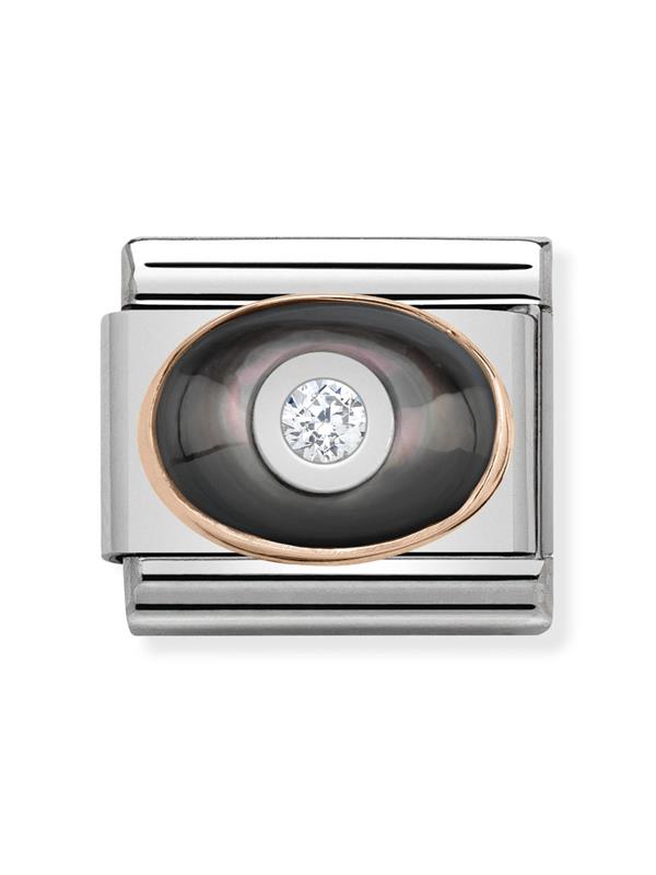 Composable Classic Dekoratif Link - Taşlar Oval - İnci Tanesi - 9K Rose Altın
