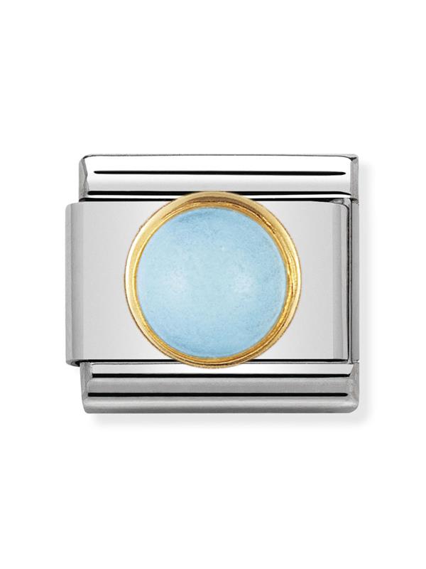 Composable Classic Dekoratif Link - Taşlar Yuvarlak - TURKUAZ - (06 Turquoise) 18K Altın