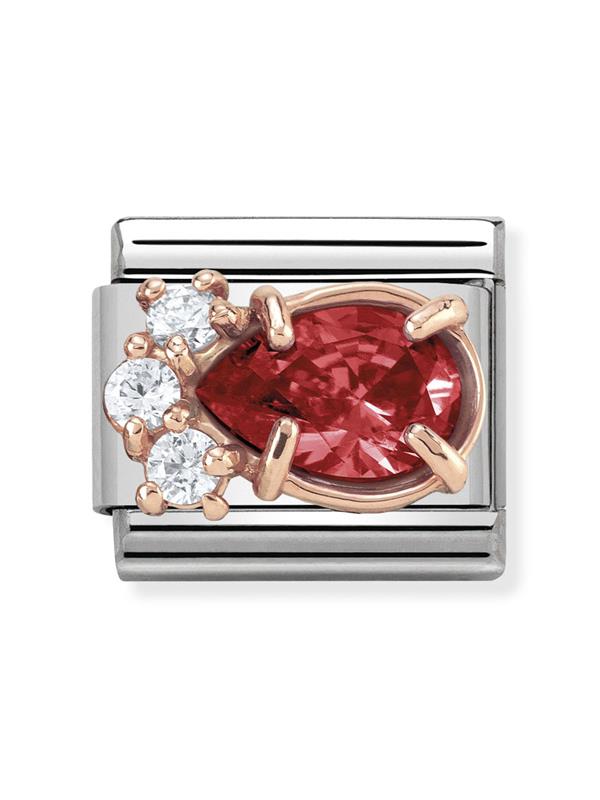Composable Classic Dekoratif Link - Zirkon - Demet Damla - (02 Red Drop) 9K Rose Altın