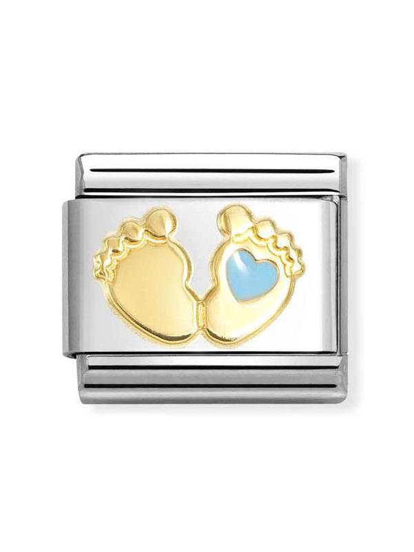 Composable Classic SYMBOLS steel, enamel and 18k gold MOM BLUE heart