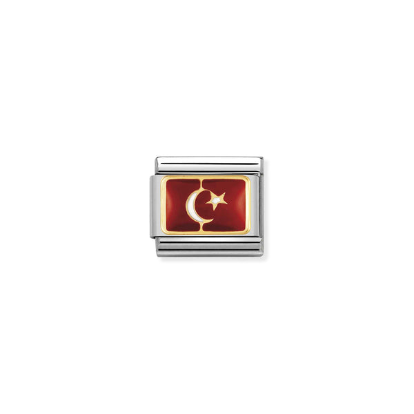 Composable Classic Dekoratif Link  Bayraklar Avrupa  Türkiye  20 TURKEY 18K Altın