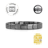 Orijinal İtalyan Charm Bileklik Kişiselleştirilebilir Siyah, Gümüş Kalp Link Hediyeli Made in Italy