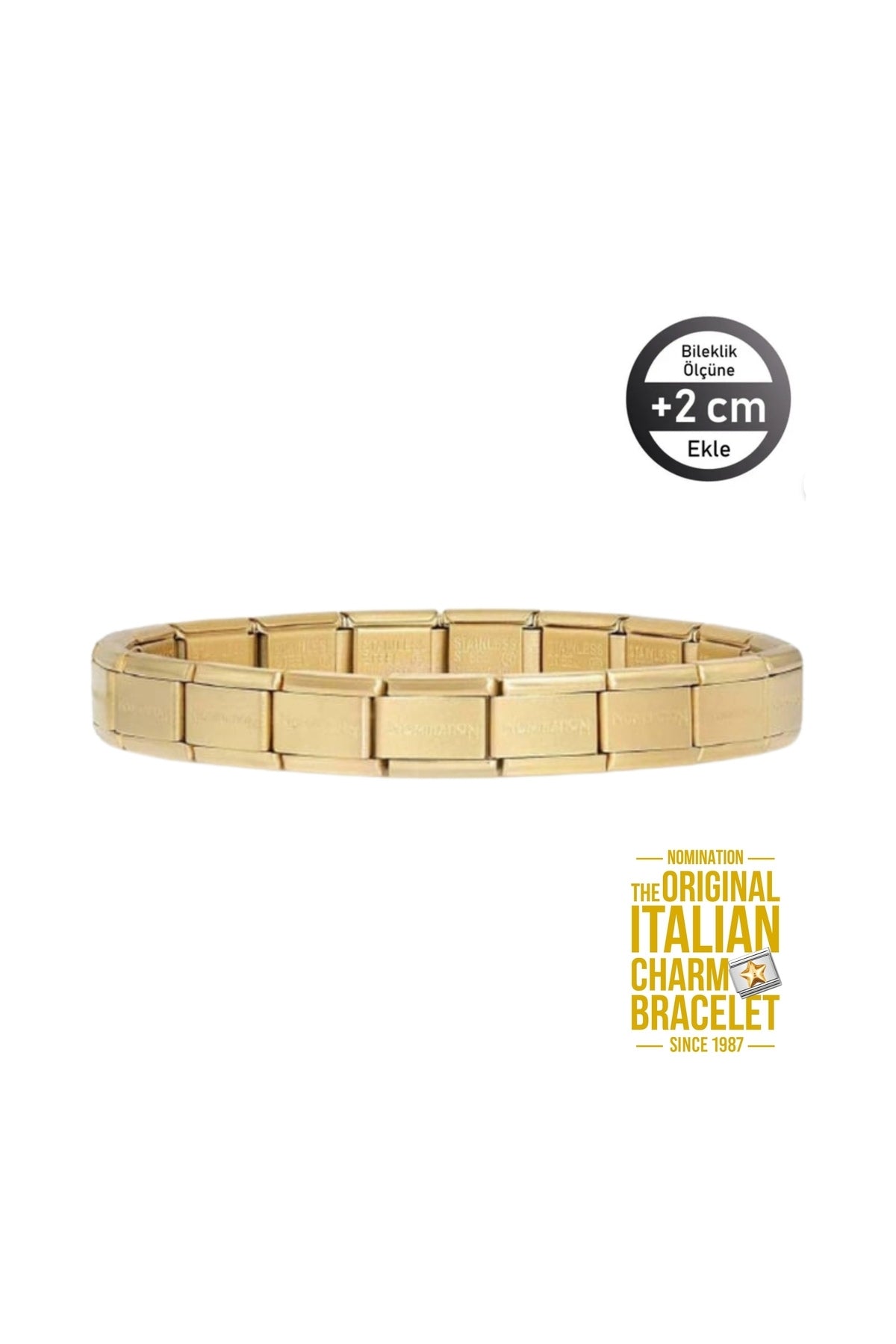 Orijinal İtalyan Charm Bileklik Kişiselleştirilebilir Mat Altın Sarısı Made in Italy