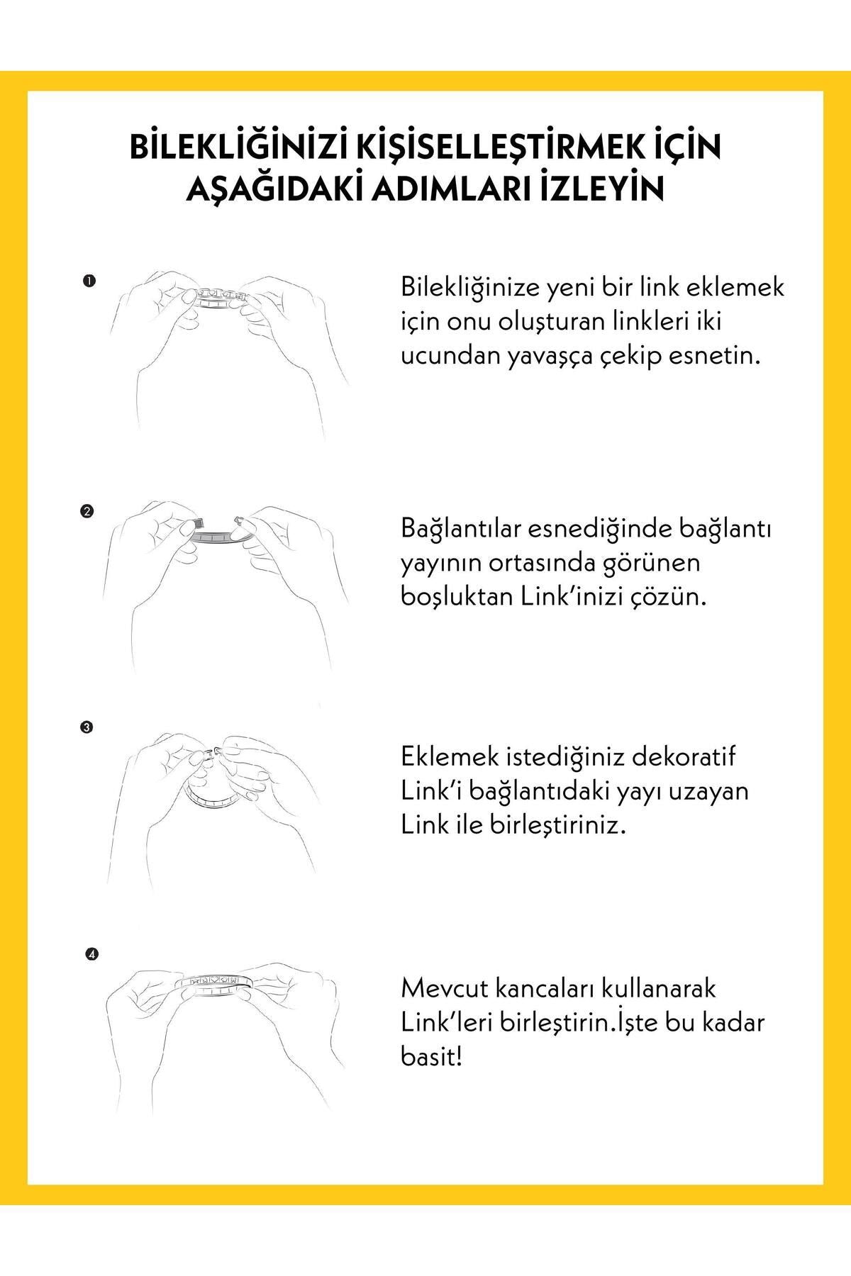 Kişiselleştirilebilir Dekoratif Linkli Klasik Paslanmaz Çelik Bileklik - Kabartma Kalp