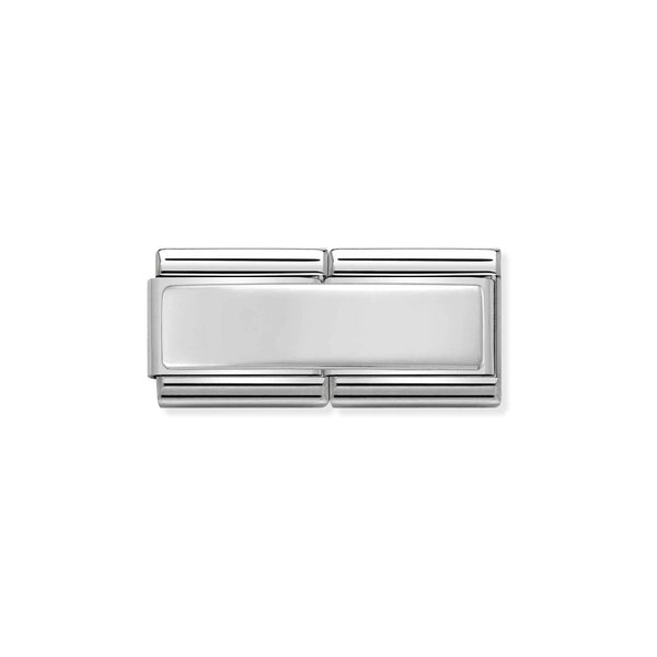 Composable Classic Dekoratif Link - İkili Gravür - Pürüzsüz - (01 Smooth Plate) 925 Gümüş