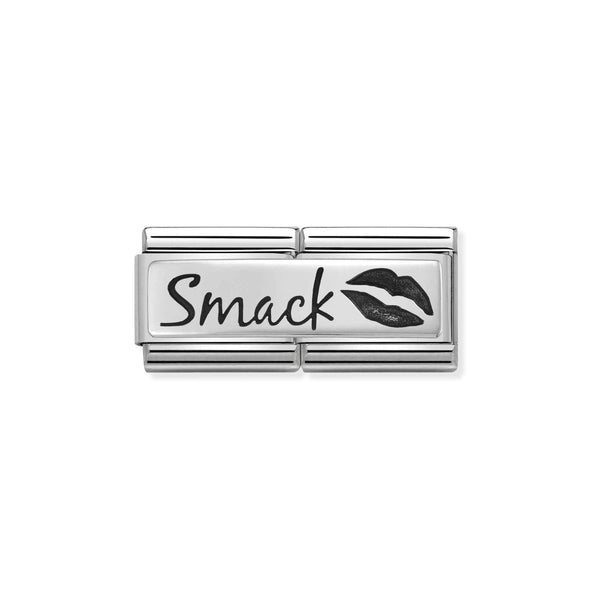 Composable Classic Dekoratif Link - İkili Gravür - Şaplak atmak - (10 Smack) 925 Gümüş