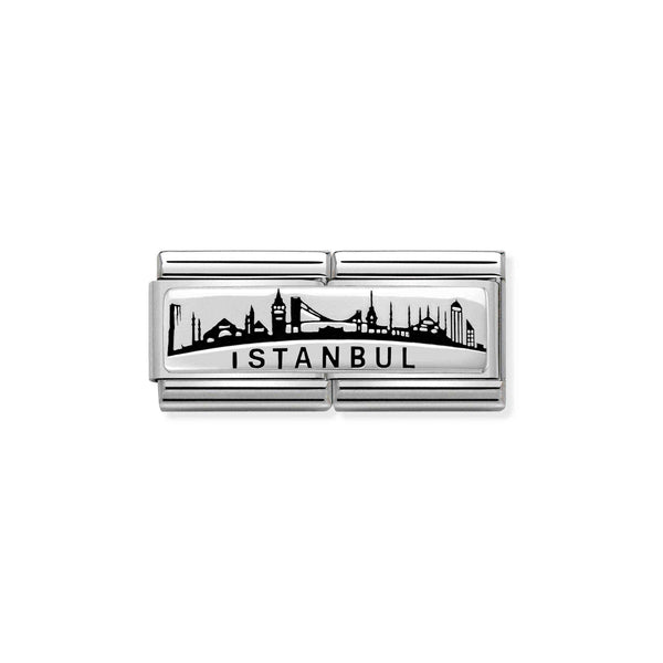 Composable Classic Dekoratif Link - İkili Semboller - İstanbul Silüet -  925 Gümüş