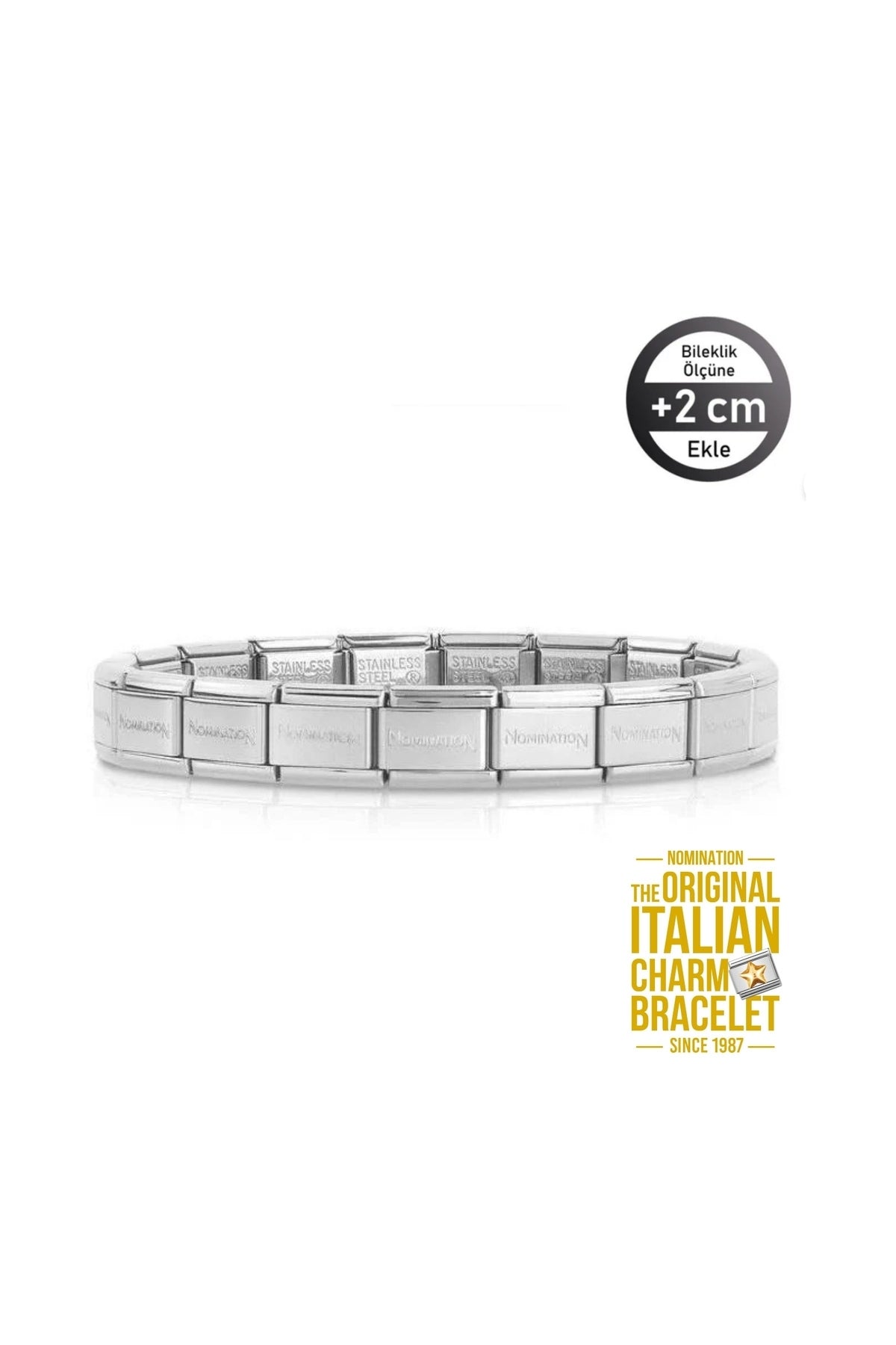 Orijinal İtalyan Charm Bileklik Kişiselleştirilebilir Çelik, Gümüş Kalp Link Hediyeli Made in Italy