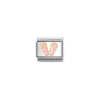 Composable Classic SYMBOLS steel, enamel and 18k gold Pink and white flip flops