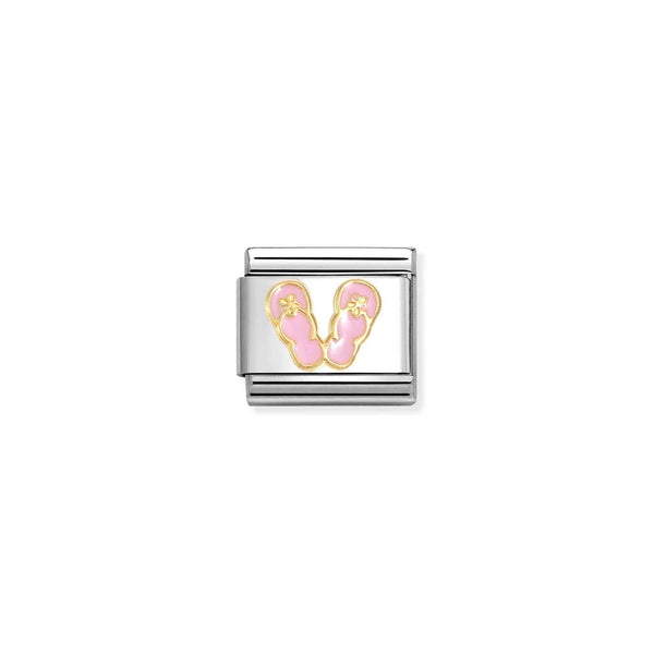 Composable Classic SYMBOLS steel, enamel and 18k gold Pink and white flip flops