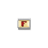 Composable Classic Dekoratif Link - Harfler Kırmızı - F - (06 F) 18K Altın