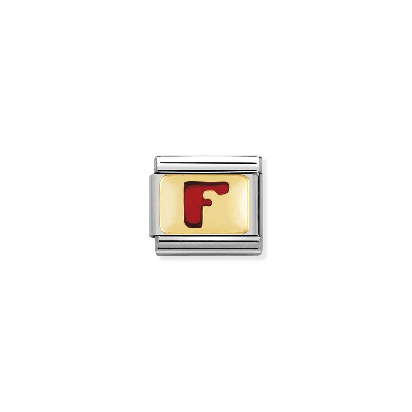 Composable Classic Dekoratif Link - Harfler Kırmızı - F - (06 F) 18K Altın