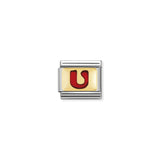 Composable Classic Dekoratif Link - Harfler Kırmızı - U - (21 U) 18K Altın