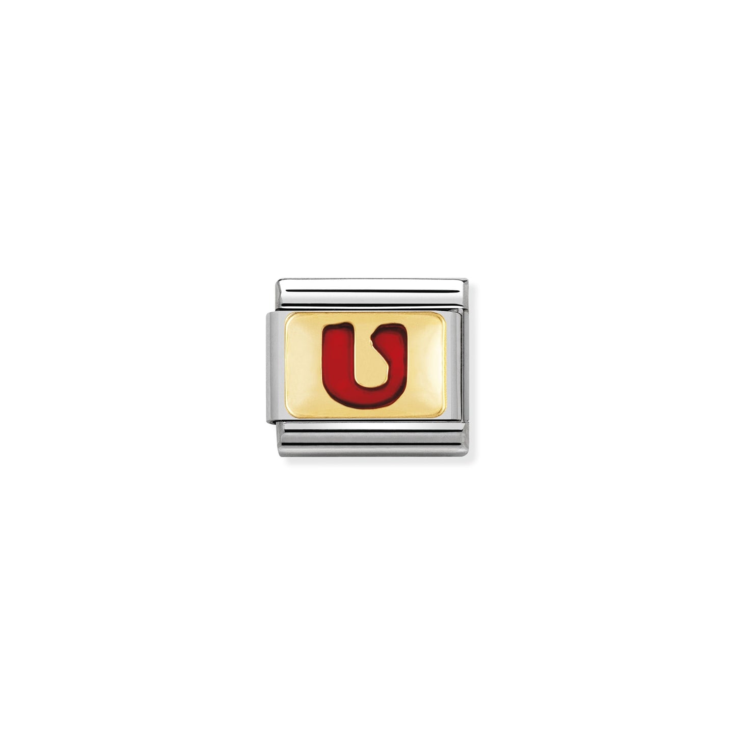 Composable Classic Dekoratif Link - Harfler Kırmızı - U - (21 U) 18K Altın