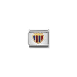 Composable Classic Dekoratif Link - Futbol İtalyan - Kırmızı mavi arma -  18K Altın
