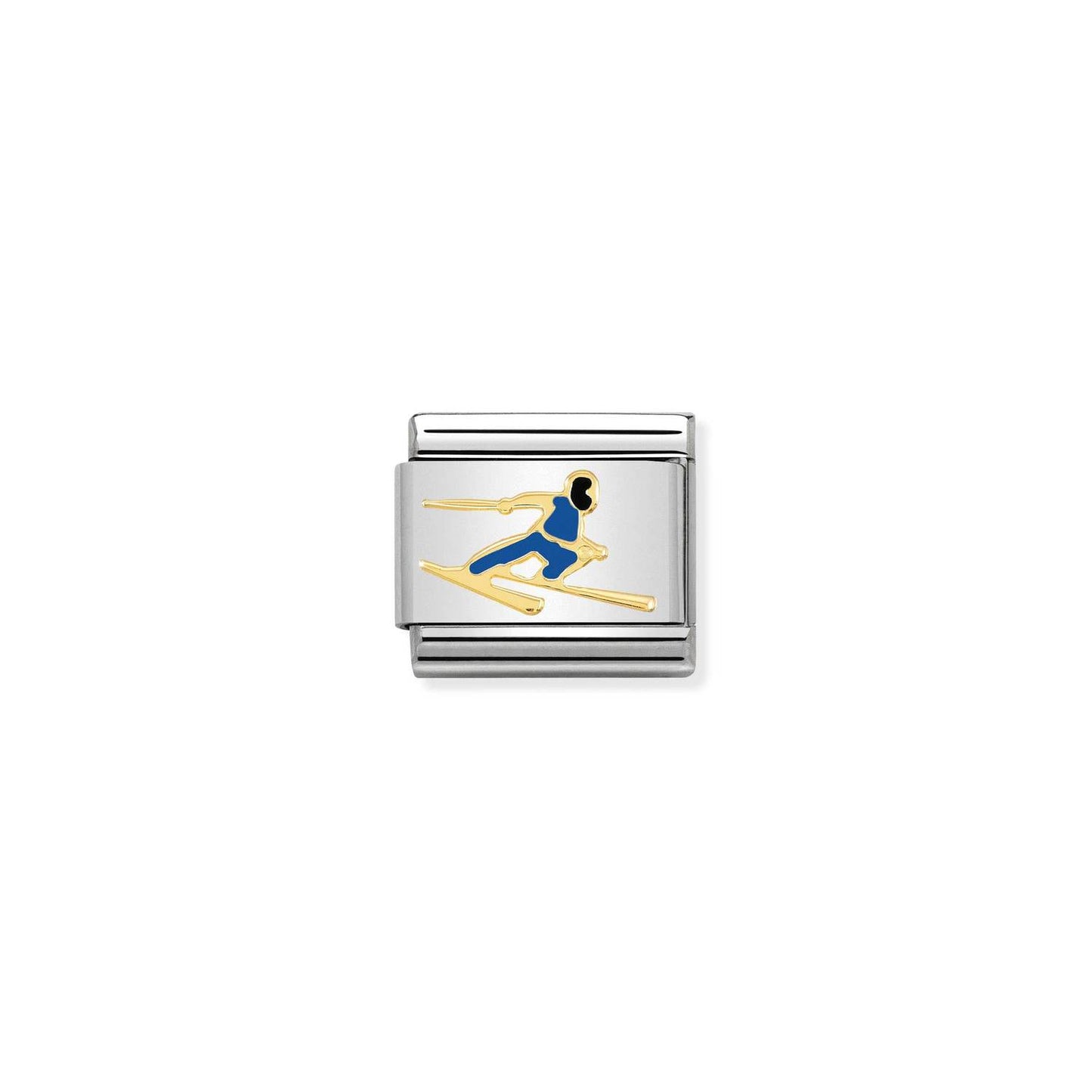 Composable Classic Dekoratif Link - Spor - Kayakçı - (16 Skier Blue) 18K Altın