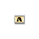 Composable Classic Dekoratif Link - Harfler Siyah - A - (01 A) 18K Altın
