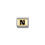 Composable Classic Dekoratif Link - Harfler Siyah - N - (14 N) 18K Altın