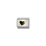 Composable Classic Love 2 Paslanmaz Çelik, Enamel Ve 18k Altın Double Kalps Pierced Fuchsia