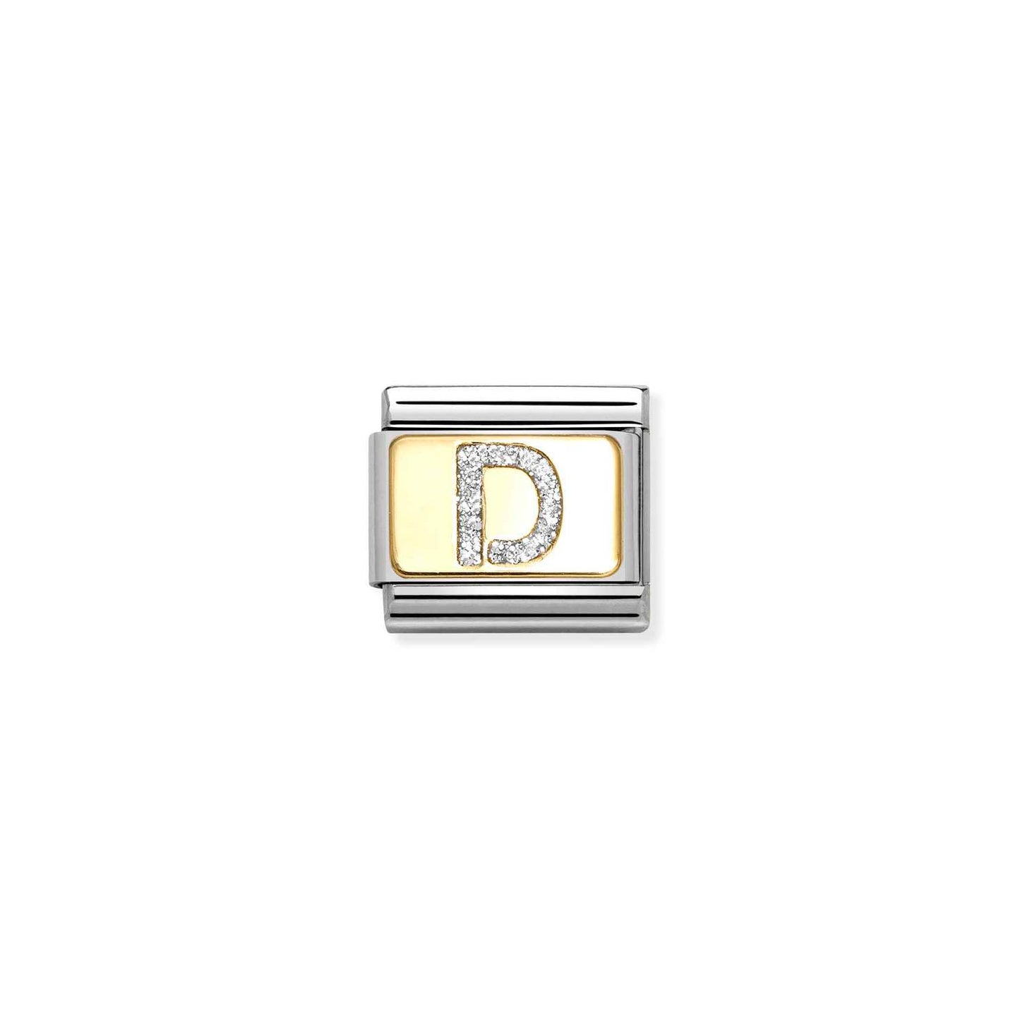 Composable Classic Dekoratif Link - Harfler Pırıltılı - D - (04 D) 18K Altın