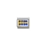 Composable Classic Dekoratif Link - Taş Kaplama - Taşlı Plaka - (04 Blue) 18K Altın Zirkon