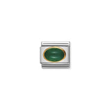 Composable Classic Dekoratif Link - Taşlar Oval - Yeşil akik - (03 Green AGATE) 18K Altın