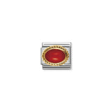 Composable Classic Dekoratif Link - Taşlar Oval - KIRMIZI MERCAN -  18K Altın