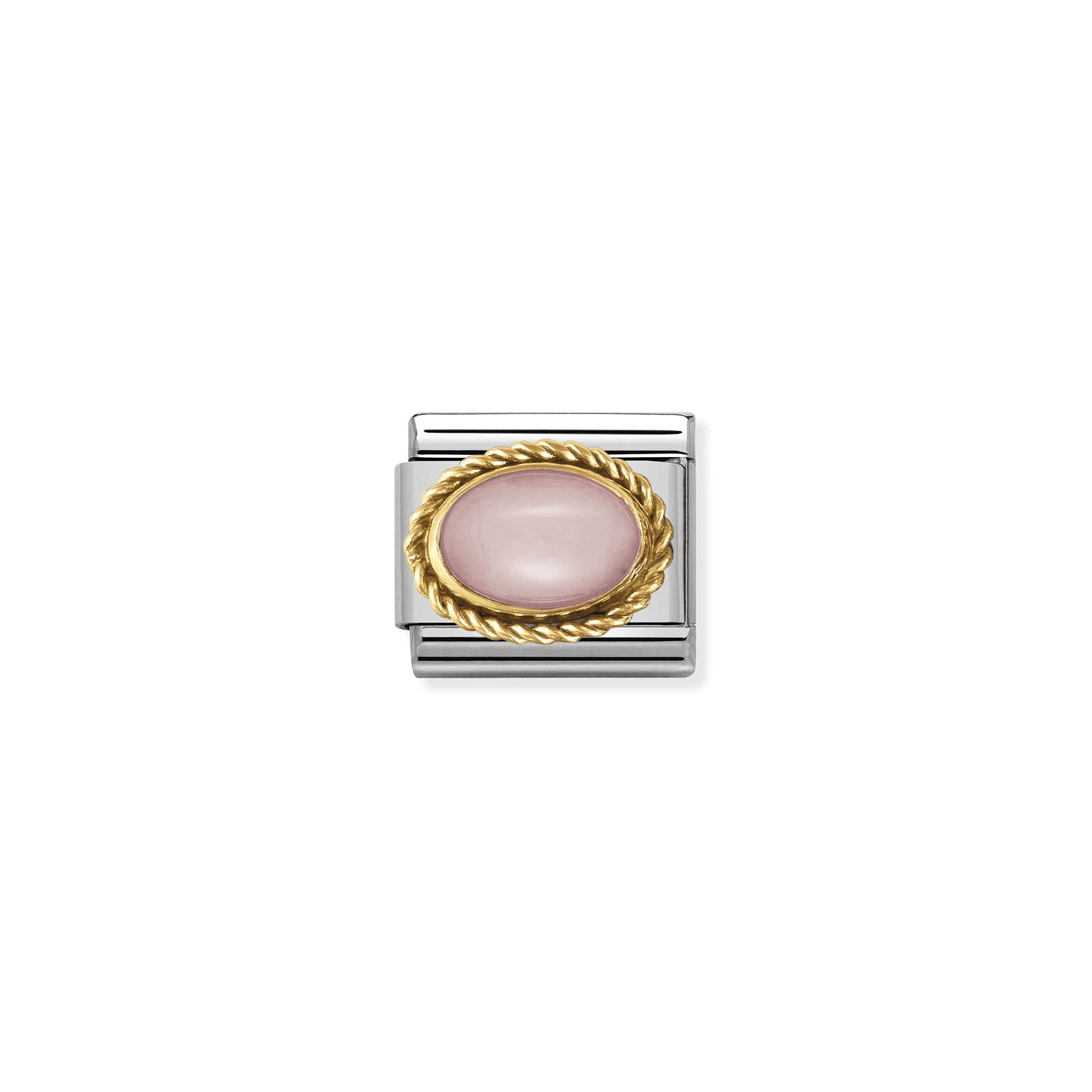 Composable Classic HARD STONES in stainless steel with 18k gold setting and detail (22_PINK OPAL)