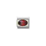 Composable Classic Dekoratif Link - Yüzey İşlemeli Oval - Kırmızı - (005 Red) 18K Altın