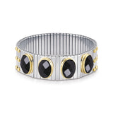 Bileklik Altın  in Çelik, 925 sterling Gümüş Ve 8 cz LIGHT Mavi