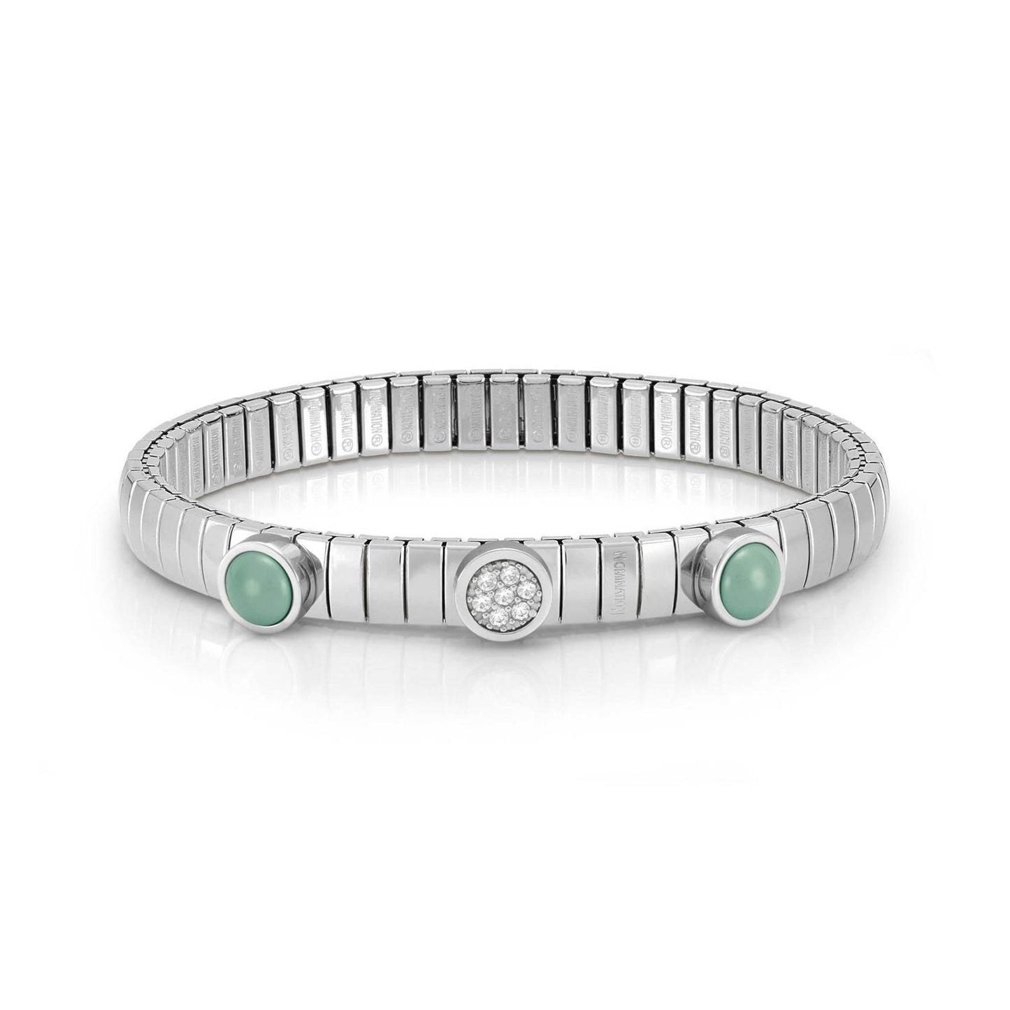 Bracciali LOTUS in acciaio, 2 pietre e Cubic Zirkonia Altın Rose Pearl