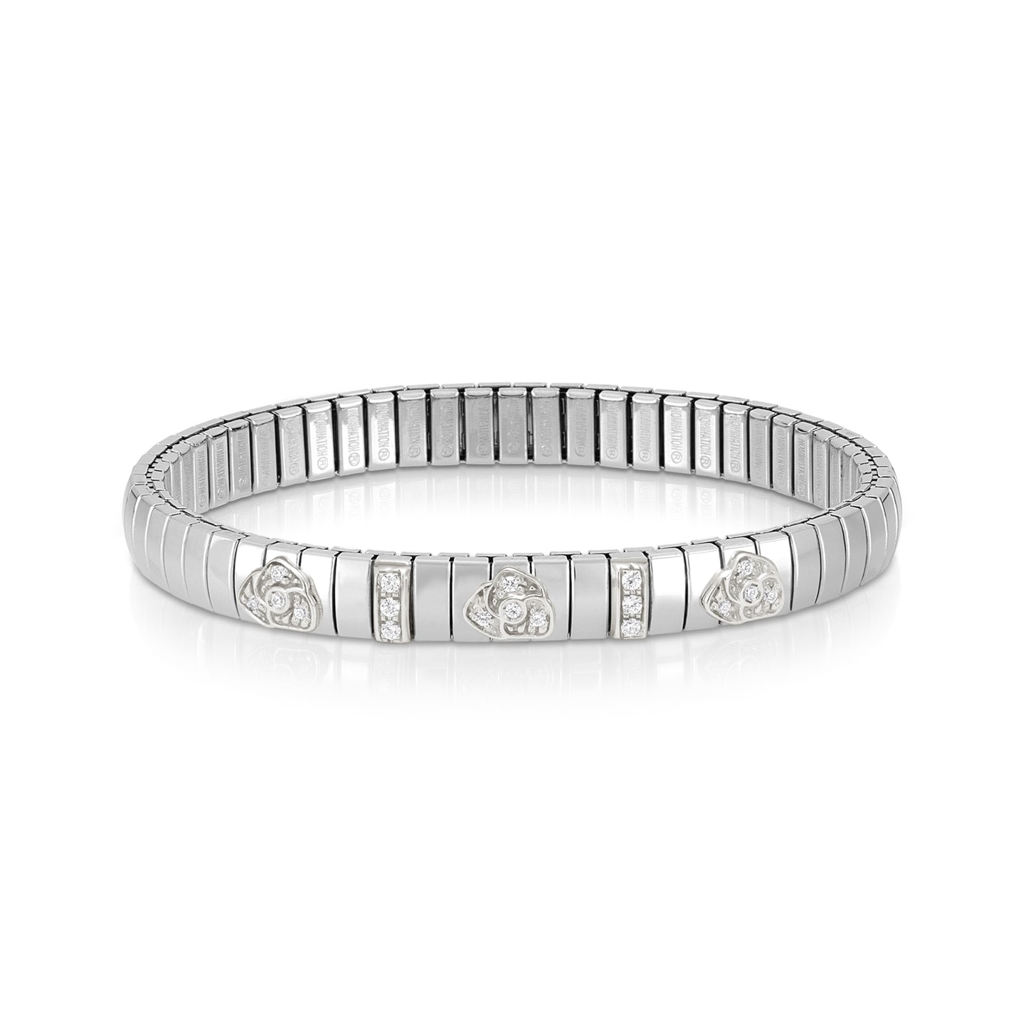 XTE Altın Bileklik in st. Çelik, 925 sterling Gümüş - Cubic Zirkonia flower