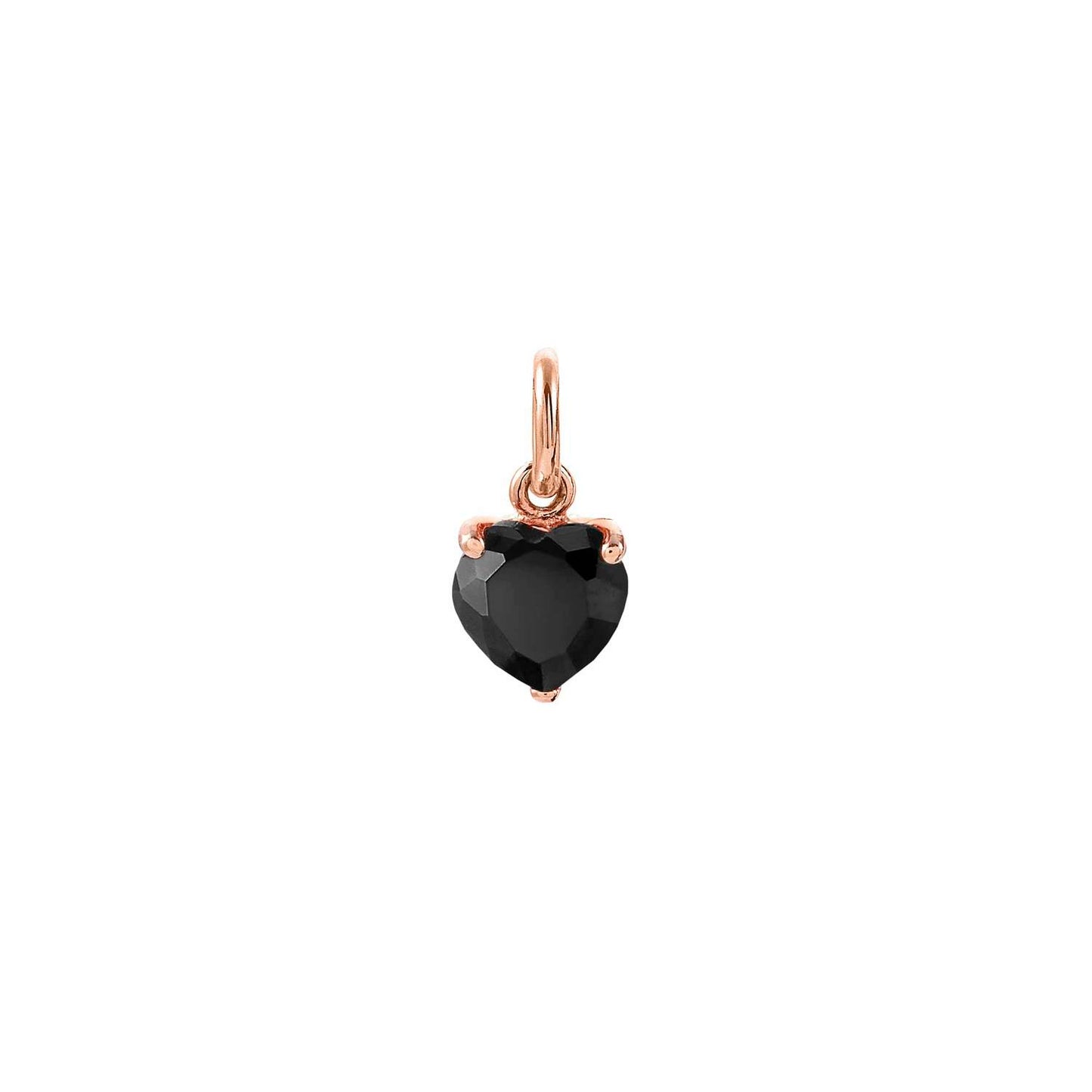 Charming - Kolye ve Ucu - Siyah zirkon kalp Rose altın
