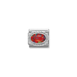 Composable Classic Dekoratif Link - Taşlar Oval - Kırmızı opal - (08 Red Opal) 925 Gümüş